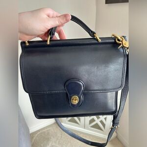 Coach Vintage Willis Handbag, Navy/Brass, Excellent Vintage Condition